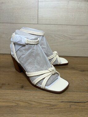 Giani Bernini Renaee Women’s White Linen Block Heel Sandals 9.5M